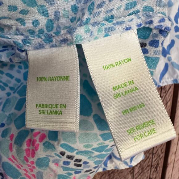 Lilly Pulitzer Nevie Off Shoulder Top Sea La Vie Blue Boho Resort Blouse Small - Picture 8 of 9